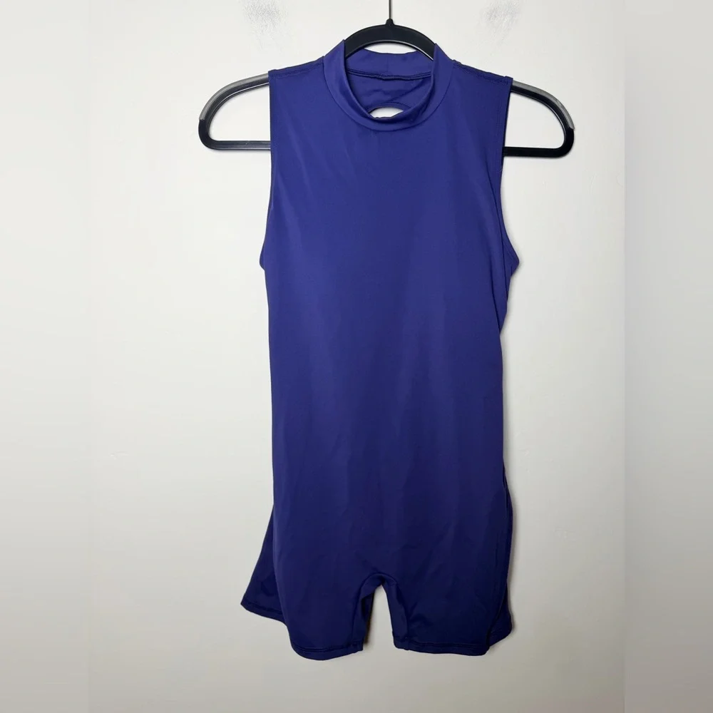 Diosafit Blue Larg Stylish Sleeveless Jumpsuit workout gym lifting cute romper - Picture 5 of 5
